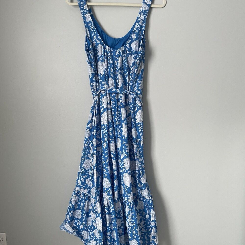 WHISTLE Boutique Maxi Dress Floral Pattern Blue Flowy Strapless Women's Size 14 - Picture 2 of 11